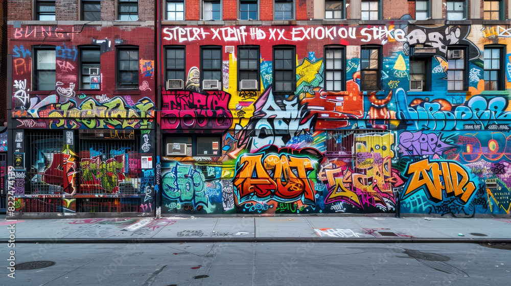 A wall covered in graffiti with the word 