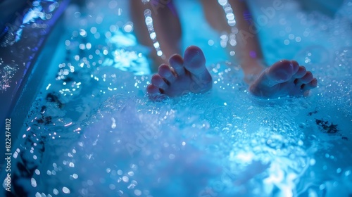 Guests soak their feet in a mixture of epsom salts and charged particles for a Charm Treatment that relieves tension.