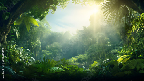 Beautiful green mountain UHD wallpaper.sun rays in the forest