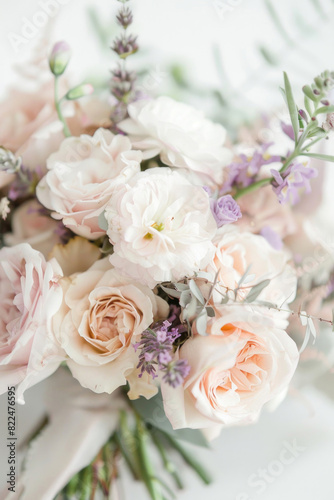 Small bouquet with vintage-inspired flowers on white background © Veniamin Kraskov