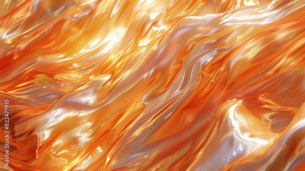 Fototapeta premium A tight shot of an orange-white fabric, displaying a yellow-white stripe at the bottom's edge, and a black-white striped pattern near the top