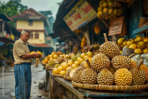 Morning Delight Fresh Durian from a Local Stall Awaits to Fulfill its Purpose as a Nutritious and Tasty Food Option