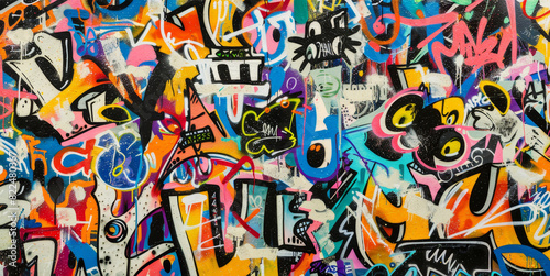 Wallpaper Mural A colorful graffiti wall with a variety of shapes and designs Torontodigital.ca