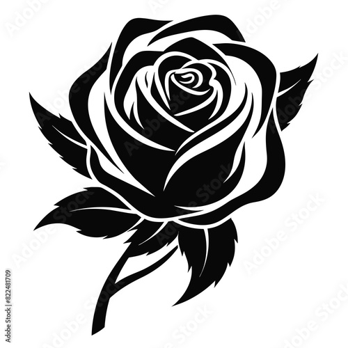 rose silhouettes isolated illustration
