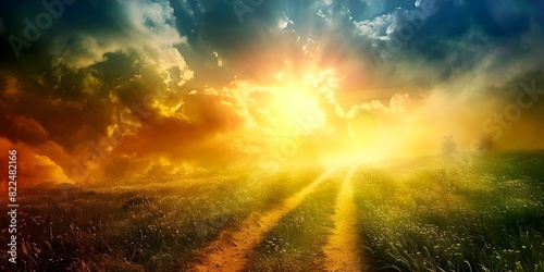 Pathway to Heaven  Symbolizing Salvation and Paradise. Concept Heavenly imagery  Spiritual symbolism  Religious iconography