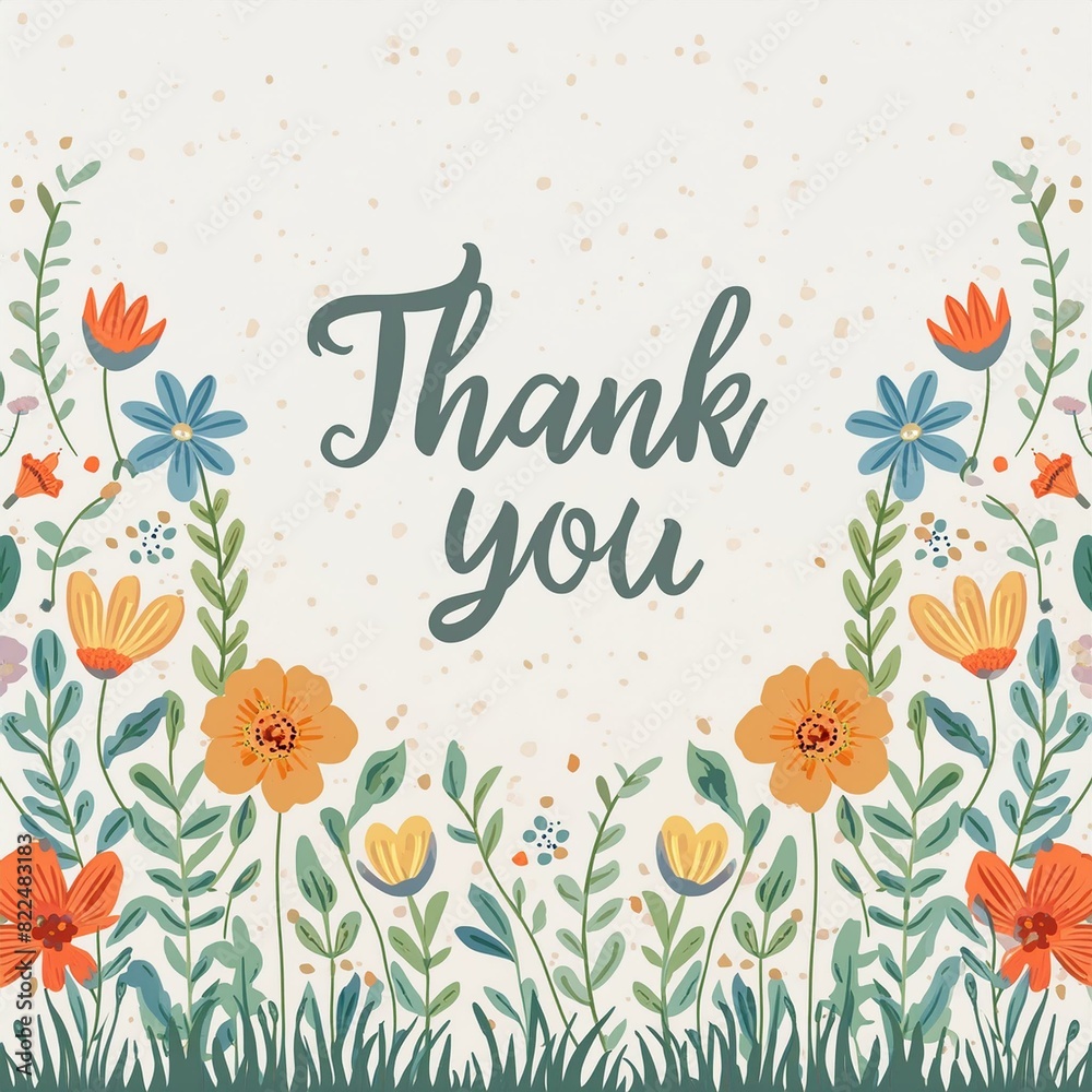 Thank You Message - Hand Lettering of Thankful Card or Gift Card for Print - Social Post for Appreciation - Decorated with Flowers and Leaves Thank You Message - Hand Lettering of Thankful Card or Gift Card for Print - Social Post for Appreciation - Decorated with Flowers and Leaves