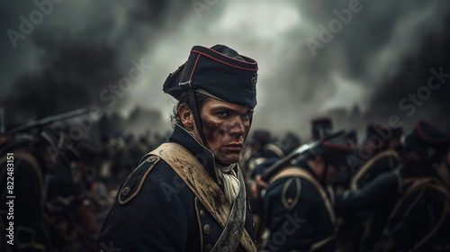 French soldier after a difficult battle in 1812, weary © Mars0hod