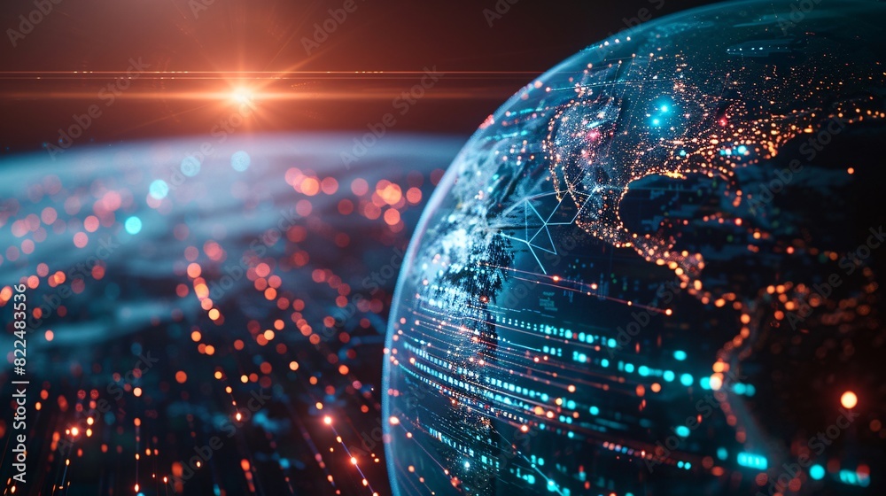 Fototapeta premium Technology Concept Network Connections Encircling the Earth's Surface