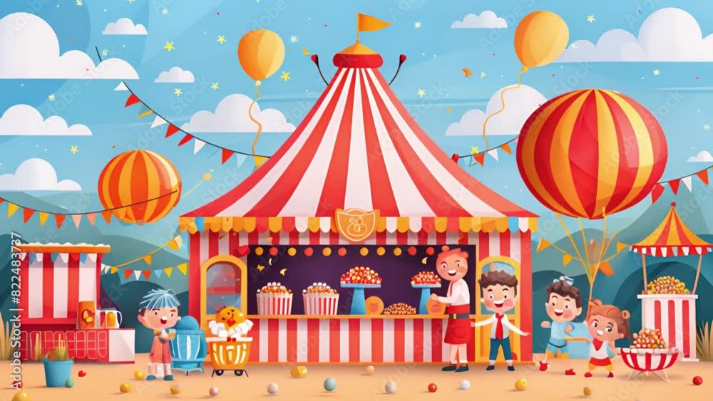 This Busy circus tent with acrobats, clowns, and audience enjoying the show. This Busy circus tent with acrobats, clowns, and audience enjoying the show.