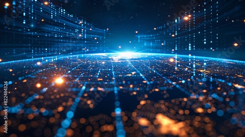 Technology Concept Network Connections Encircling the Earth's Surface