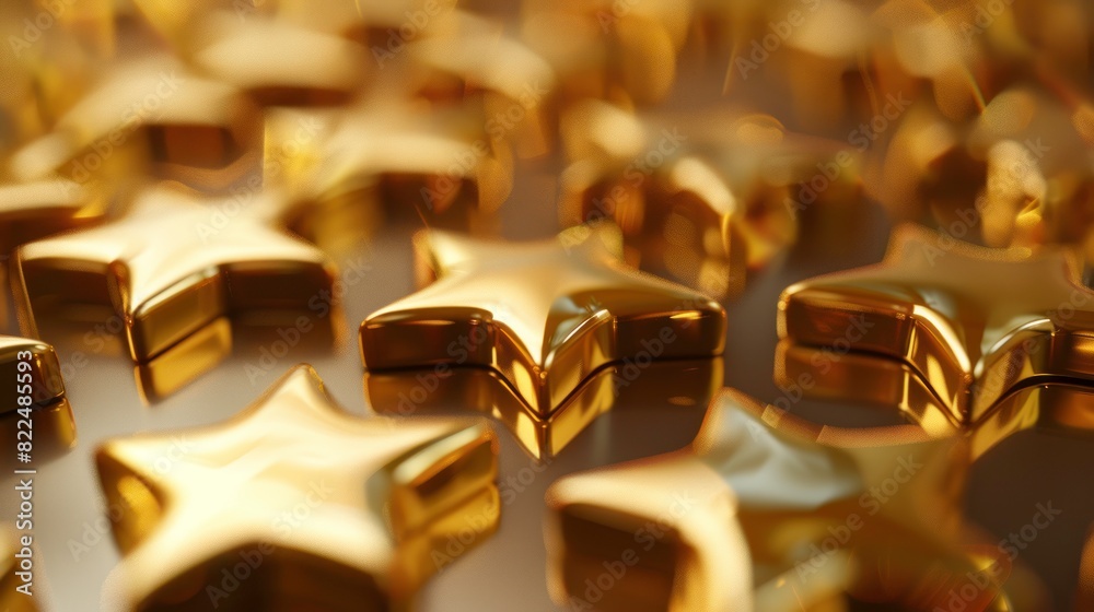 Gold five star rating trophy success award symbol, background of best customer feedback review winner prize or golden victory AI Generative Gold five star rating trophy success award symbol, background of best customer feedback review winner prize or golden victory AI Generative