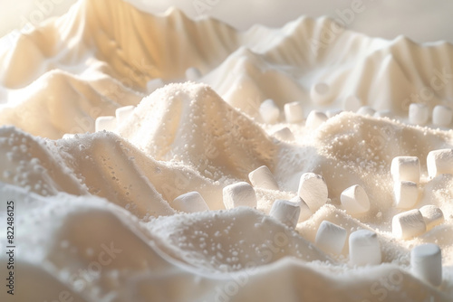 A white mountain range with a white snow covered hill photo
