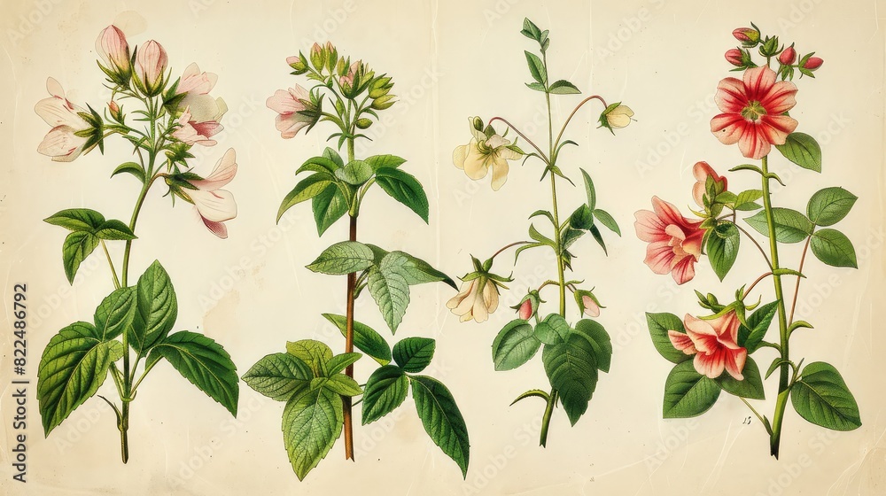 Detailed Botanical Illustration from the 19th Century Showcasing the Intricacies of Plant Life
