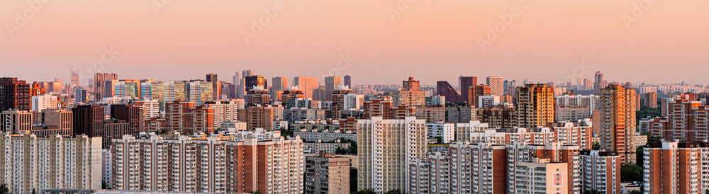 Multi-storey residential buildings from a bird's eye view, a panorama of the Moscow district. Selected focus Multi-storey residential buildings from a bird's eye view, a panorama of the Moscow district. Selected focus