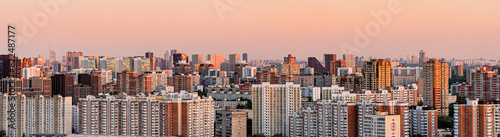 Photography Multi-storey residential buildings from a bird's eye view, a panorama of the Moscow district