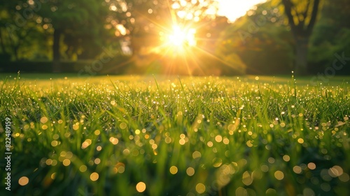 Illuminated Meadow: Sunlight Filtering Through Lush Grass