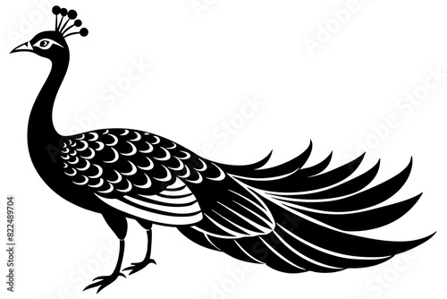 peahen vector silhouette illustration