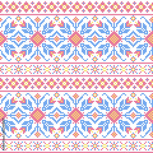 Pattern in embroidery cross stitch style.