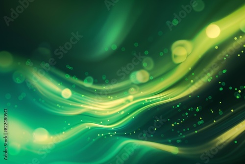 A green background with a green wave and green dots