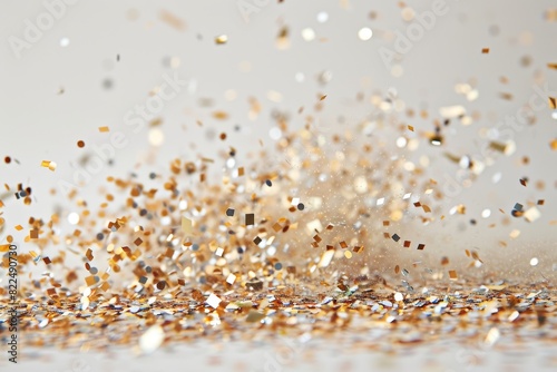 The glitter is in various sizes and shapes, creating a sense of movement