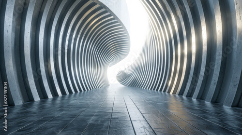 A long  narrow tunnel with a white light shining through it