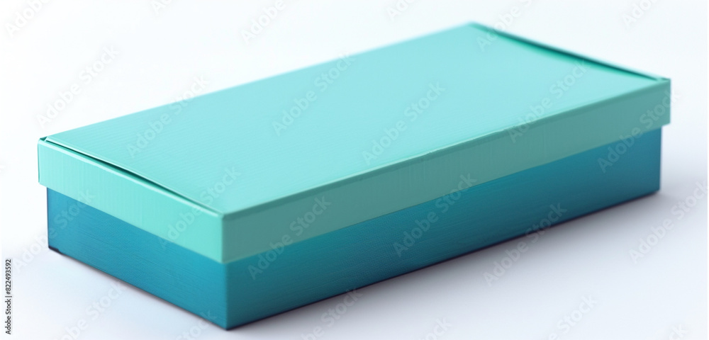 Vibrant aqua blue box with a teal lid, refreshing like water, on a white backdrop. Vibrant aqua blue box with a teal lid, refreshing like water, on a white backdrop.