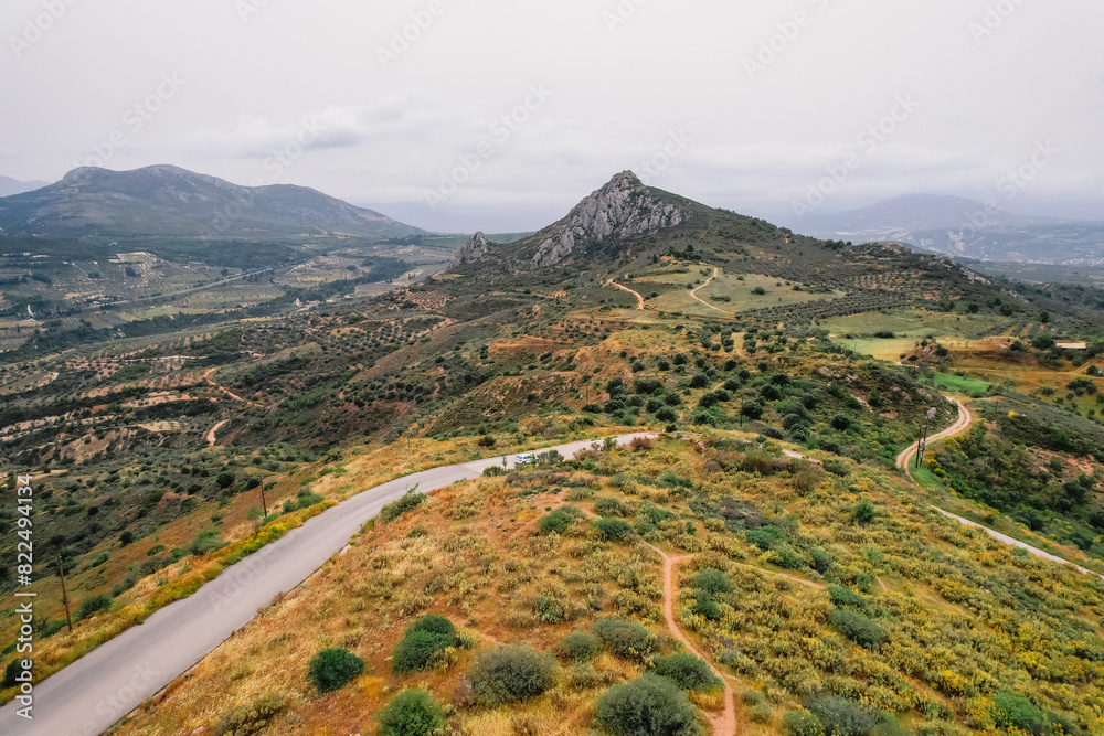 Obraz premium Acrocorinth fortress, Upper Corinth, the acropolis of ancient Corinth Peloponnese, Greece