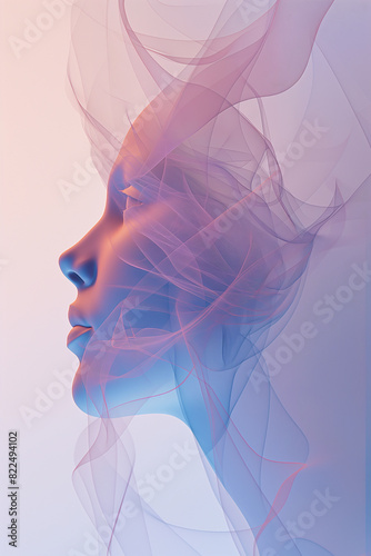 A woman's face is shown in a blurry, abstract style