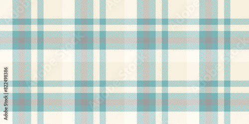 Artistic pattern check texture, podium vector textile background. Punk plaid tartan seamless fabric in beige and cyan colors.