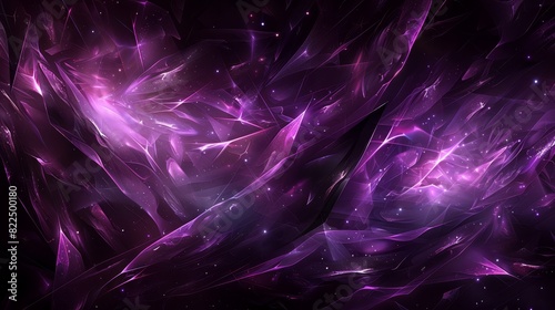  A purple abstract wallpaper featuring stars and swirls against a black backdrop Inferior corners reserve space for text or logos