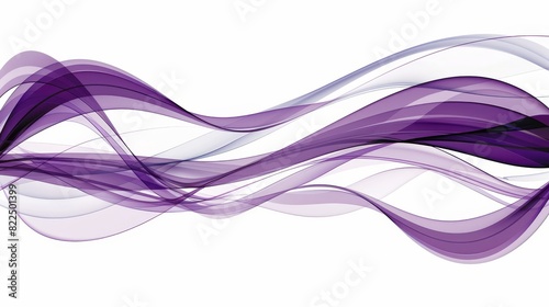  A single wave of purple and white smoke against a white background