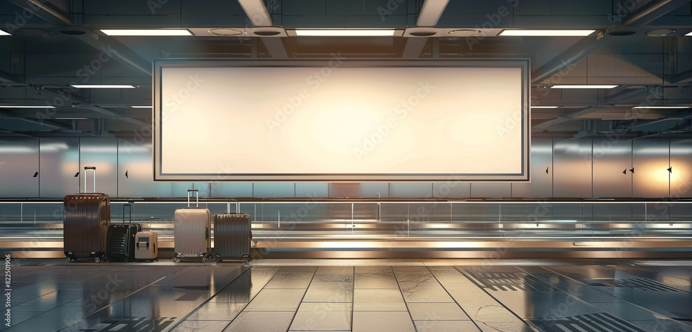 Premium luggage area adorned with an upscale and eye-catching blank billboard Premium luggage area adorned with an upscale and eye-catching blank billboard