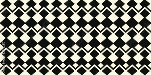 The geometric pattern features a repeating arrangement of black and white diamonds against a contrasting background. The pattern can be used as a background, textile or graphic.AI generated.