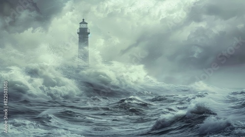 Storm waves over the Lighthouse in a cloudy day © Johannes
