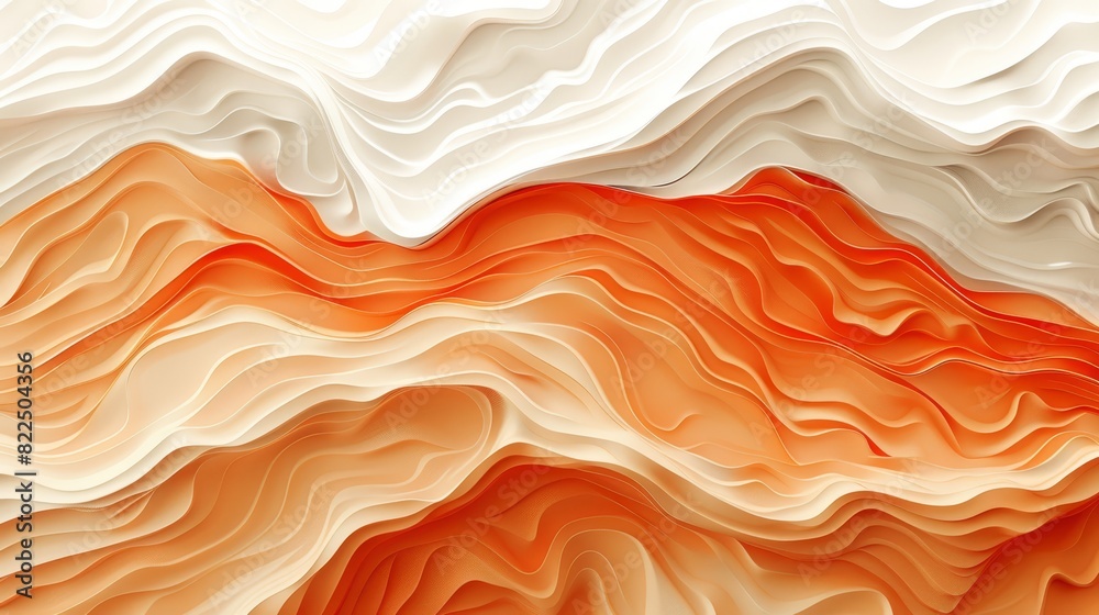  A tight shot of an orange against an off-white backdrop, featuring ripples at the top and base edges