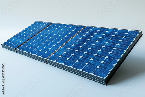 High-Detail Blue Solar Panel in Angular Constructions Style on White Background photo