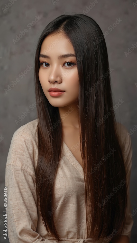 Potrait beautiful model asian woman with shiny and straight long hair Potrait beautiful model asian woman with shiny and straight long hair