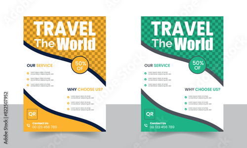 Simple Travel agency poster promotion flyer template design Premium