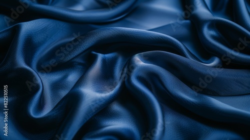  A tight shot of a blue fabric with a delicate design at its top and bottom edges, featuring a faint pattern