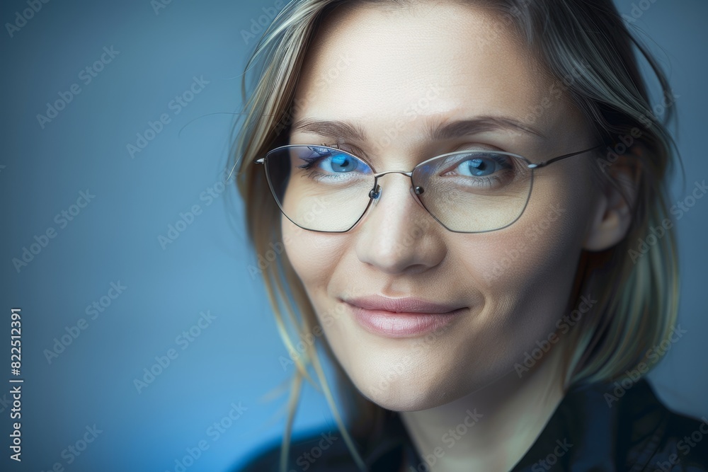 Beautiful blonde woman wears stylish glasses. Women's beauty and fashion. Vision correction. Beautiful blonde woman wears stylish glasses. Women's beauty and fashion. Vision correction.