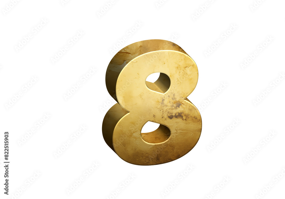 Obraz premium 3d Gold Numbers, Alphabet Number Eight made of Golden material, high-resolution image of 3d font, ready to use for graphic design purposes