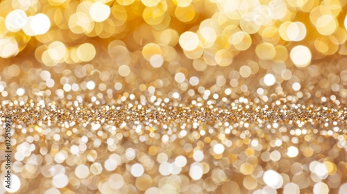  A tight shot of a gold glitter backdrop, adorned with numerous minute white and gold sparks at its zenith and nadir photo