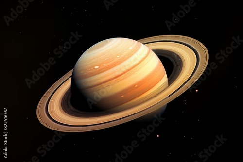 High-resolution image of planet saturn with prominent rings on a cosmic background photo