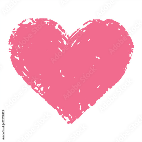 Grunge pink heart shape isolated on white background. Heart shape, love symbol