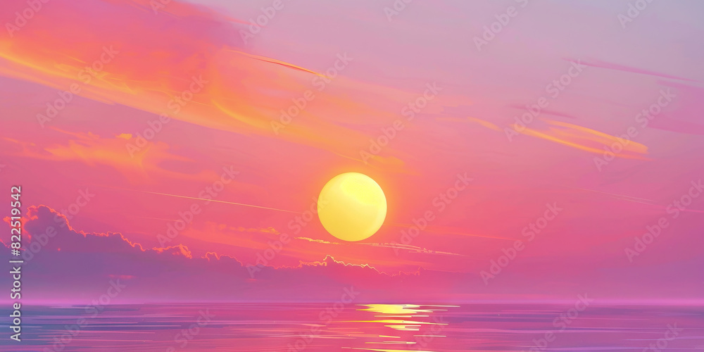 The sun sets, painting the sky in gentle hues of pink, orange, and purple. The sun sets, painting the sky in gentle hues of pink, orange, and purple.