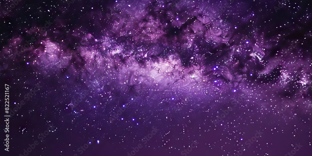 The deep purple night sky is filled with twinkling stars, the Milky Way stretching across it like a shimmering ribbon