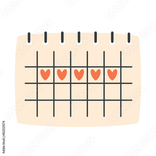 Calendar for women period. Menstrual calendar. Vector illustration in flat style