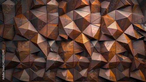 Fototapeta Naklejka Na Ścianę i Meble -  3d Wooden pattern Panel, With Wooden Background For Wall, 3d illustration. Abstract low poly background. Polygonal shapes background, geometric shape with wood texture