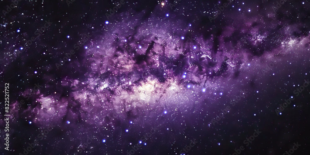 The deep purple night sky is filled with twinkling stars, the Milky Way stretching across it like a shimmering ribbon