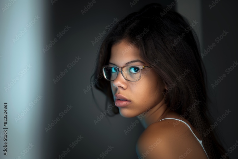 Young pretty brunette wears glasses. Fashion and beauty. Young pretty brunette wears glasses. Fashion and beauty.